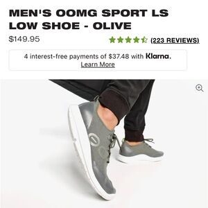 Men’s Oofos OOMG Sport LS Low Shoe olive green Size 11.5